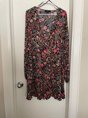 Forever 21 Black Mini Skirt with Pink Floral Print